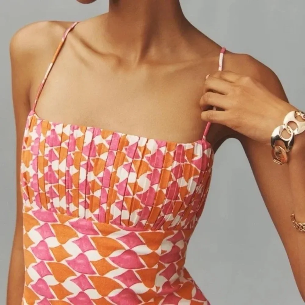 Maeve The Ophelia Sleeveless Linen Slim Mini Dress  12 - Picture 7 of 10